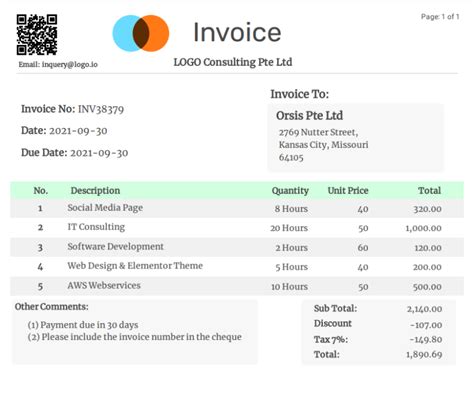 Invoice Header Section