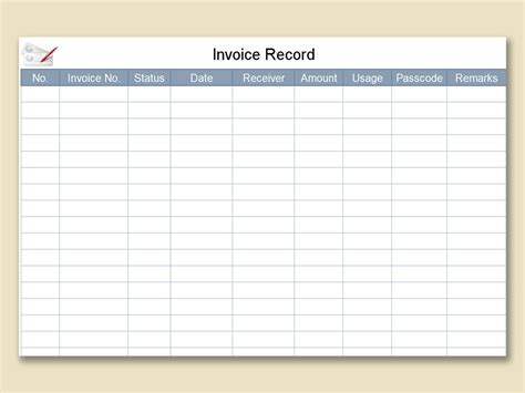 Invoice Record Keeping Template Excel Layout