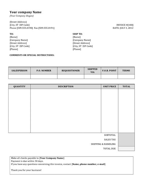 Invoice Template DOC