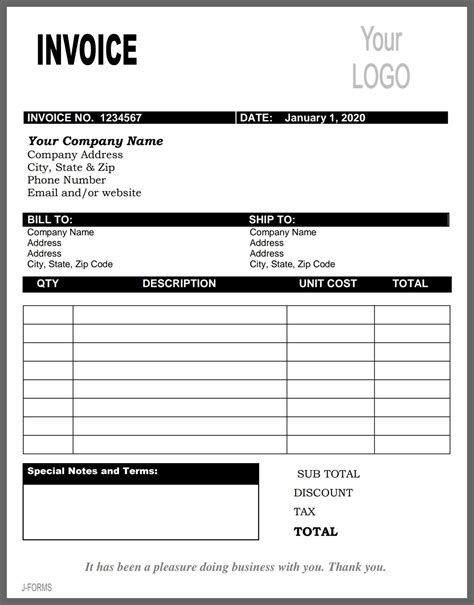 Invoice Template Essential Information