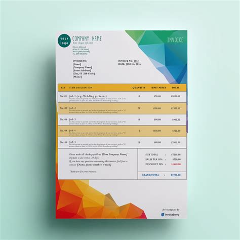 Invoice Template Example Free Photoshop