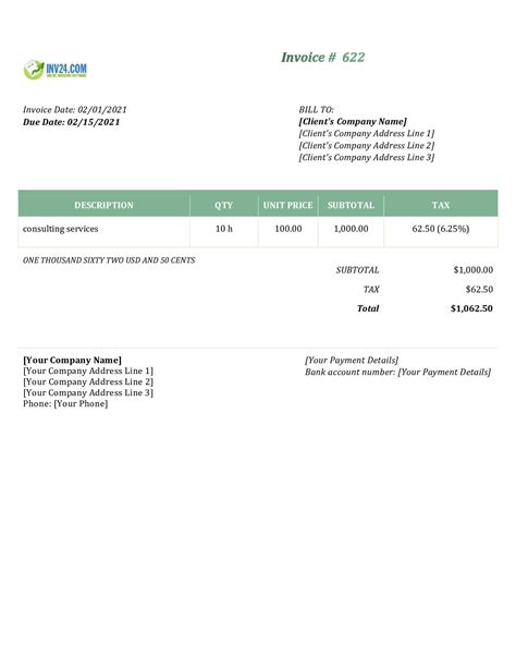 Invoice Template for Consulting Services