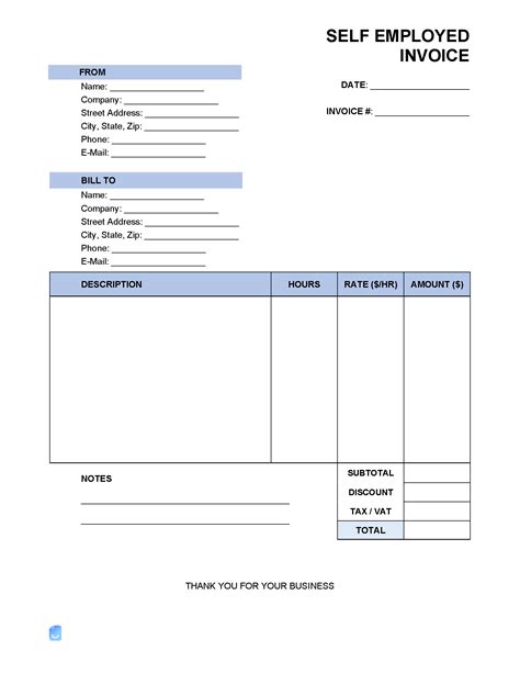 Invoice Template for Self-Employed