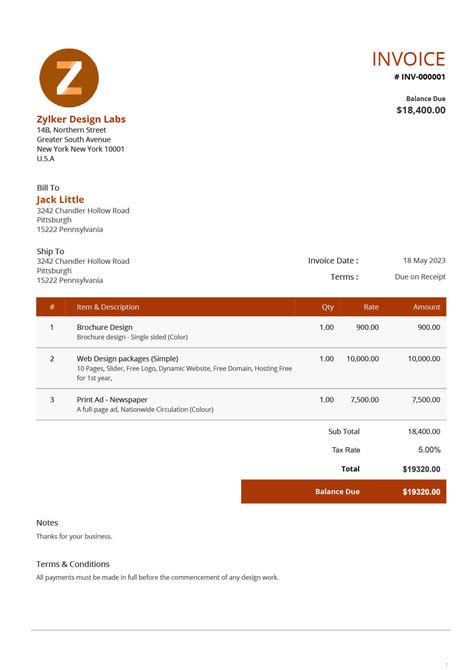 Invoice Template for Service-Based Businesses Apple Pages