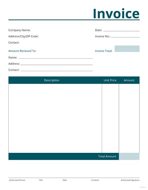 Invoice Template Format Photoshop