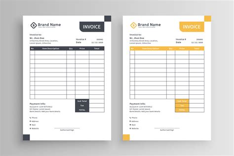 Free Invoice Template Photoshop Download