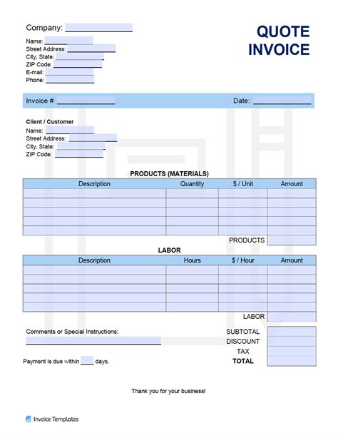 Invoice Template Quote