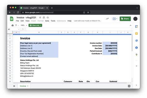 Invoice Template using a Third-Party Add-in