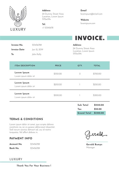 Invoice Template with Logo Placeholder