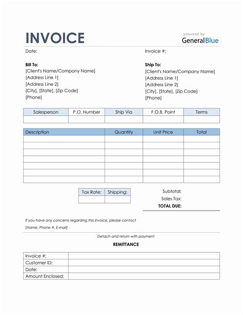 Invoice Template with Payment Slip