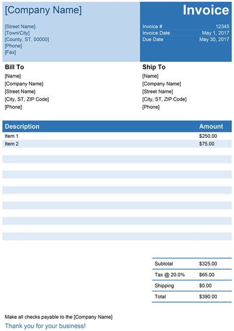 Invoice Template Word