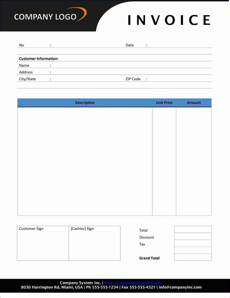 Invoice Template Word