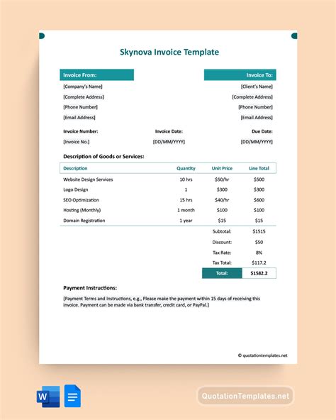 Free Invoice Templates by Skynova