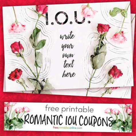 IOU Coupon Template - Romantic Getaway