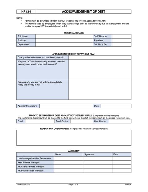 An IOU template with a repayment schedule