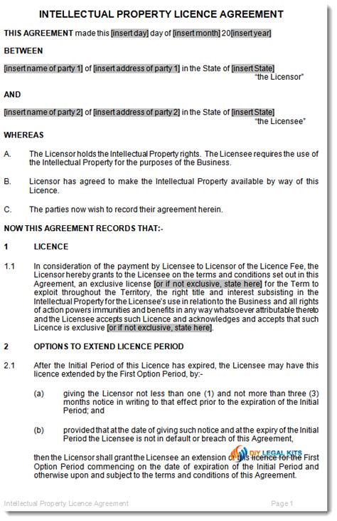 IP Licence Agreement Template Sample