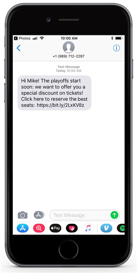 Example of iPhone Text Message Template