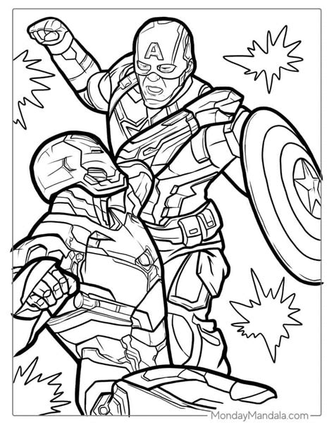 Iron Man and Captain America Coloring Page