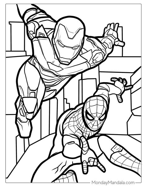 Iron Man and Spider-Man Coloring Page