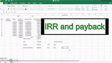 IRR Function Payback Period