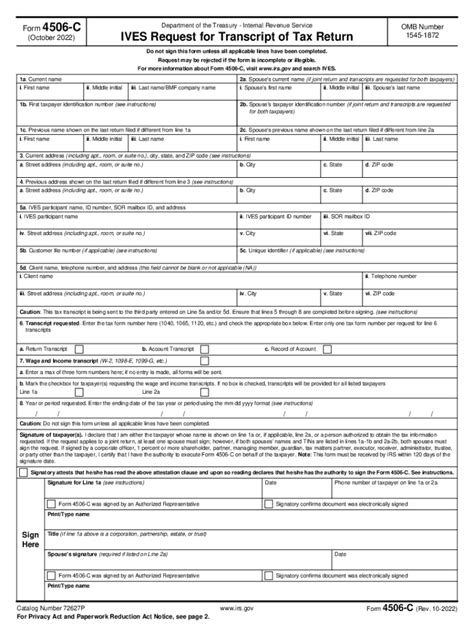 IRS Form 4506-C Printable