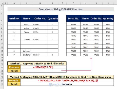 Using ISBLANK function