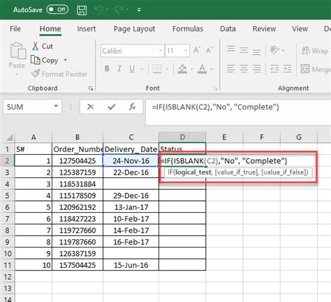 ISBLANK Function with IF