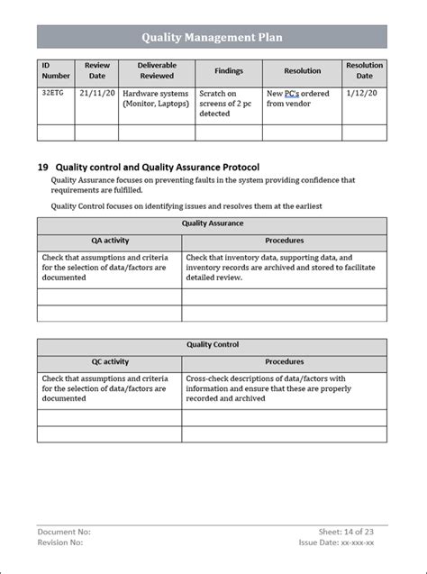 ISO 10005 Quality Plan Template