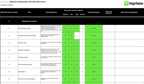 ISO 27001 Statement of Applicability Template 10