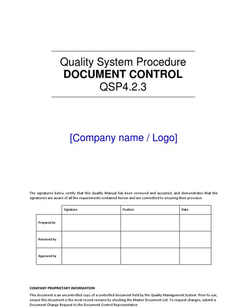 ISO 9000 Document Control Procedure Template