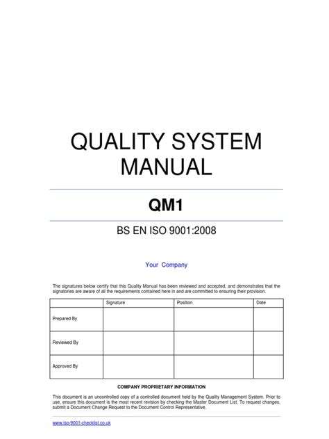 ISO 9000 Quality Manual Template