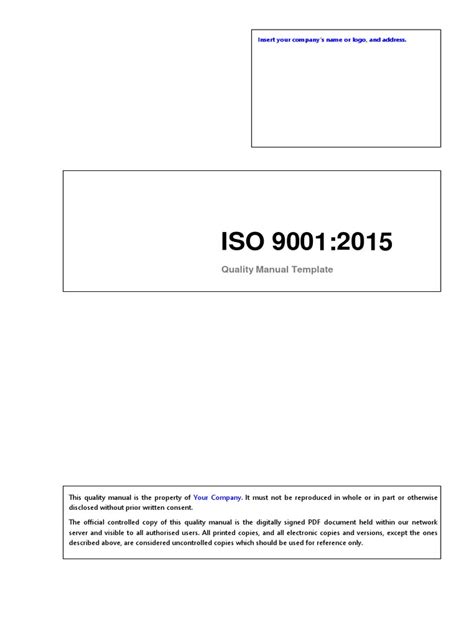 ISO 9001:2015 quality manual template