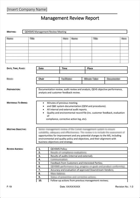 ISO 9001:2015 template review