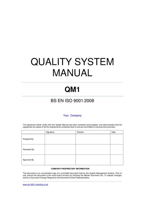 ISO 9001 Quality Manual Template PDF