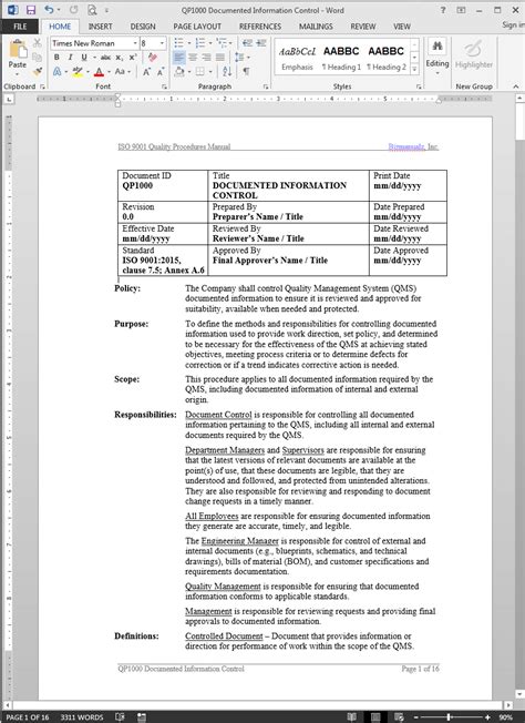 ISO 9001 SOP Template 4