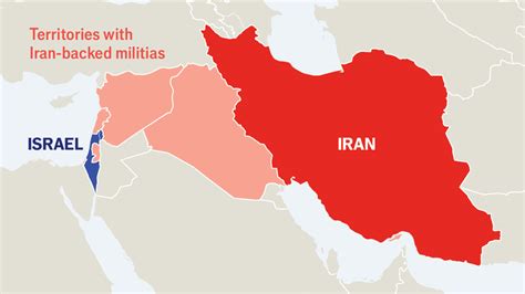 Map showing the location of Israel and Iran