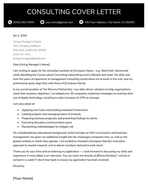 IT Consulting Cover Letter Template