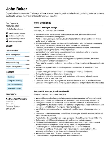 IT Manager Resume Template 5