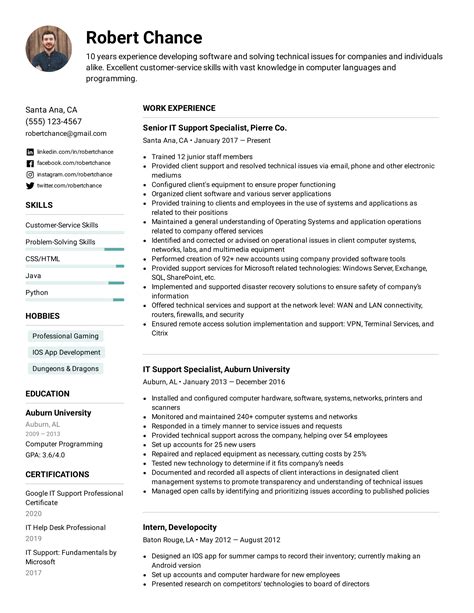 IT Support Resume Example