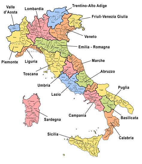 Map of Italian regions