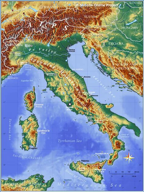 Map of Italy's geography