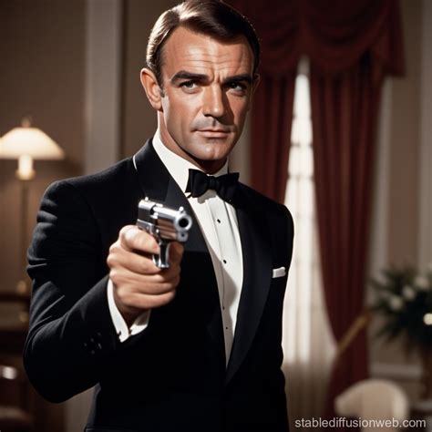 Sean Connery as James Bond holding his Walther PPK