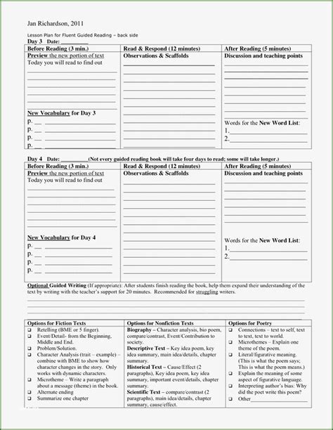 Jan Richardson Lesson Plan Template For Reading Success