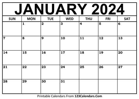 January Calendar