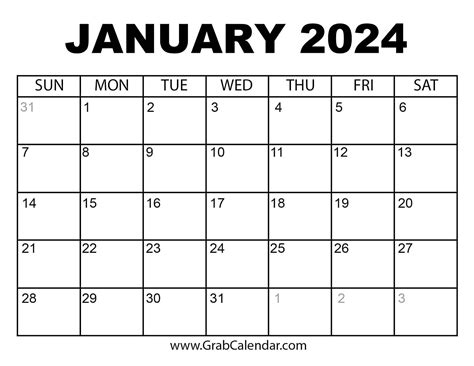 January 2024 Calendar