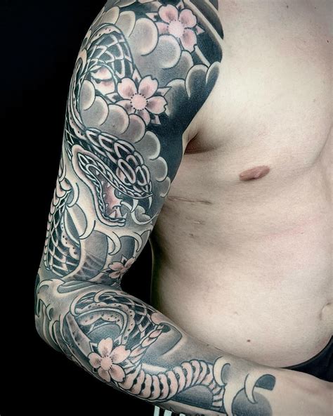 Japanese-style arm sleeve tattoos