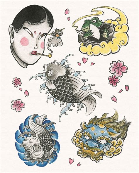 Japanese tattoo flash sheet