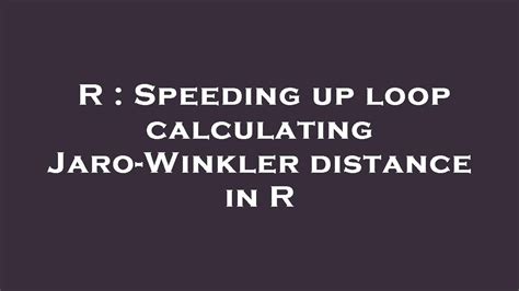 Jaro-Winkler Distance Formula Example