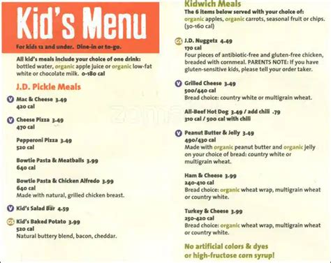 Jason's Deli Kids Menu