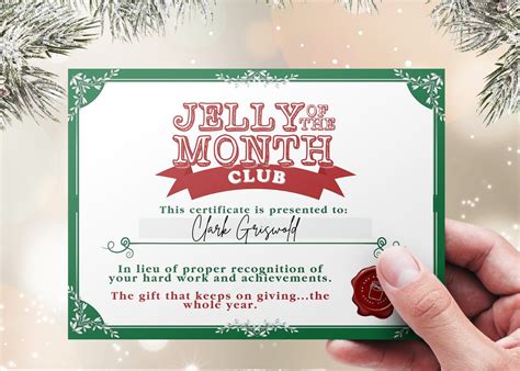 Jelly of the Month Club certificate printables